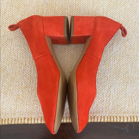 & Other Stories- Women Suede Ballet Pumps Block Heel Orange - Picture 6 of 11